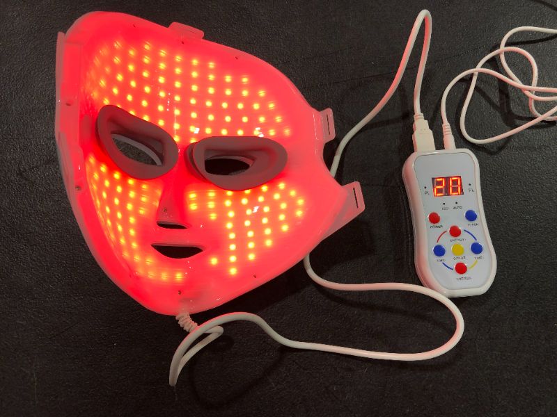 Photo 3 of Led Face Mask Light Therapy, NEWKEY 7 Led Light Therapy Facial Skin Care Mask - Blue & Red Light for Acne Photon Mask - Korea PDT Technology for Acne Reduction
