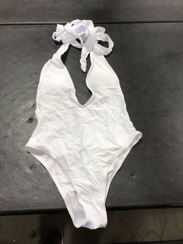 Photo 2 of Large White 1 Piece bathing suit Lace up.