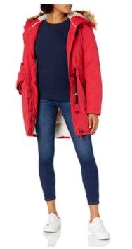 Photo 1 of Amazon Essentials Women's Water Resistant Long Sleeve Longer Length Parka with Faux Fur Trim Hood
