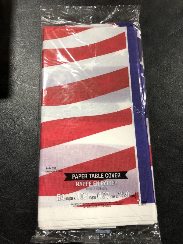 Photo 2 of Creative Converting Patriotic Border Paper Table Cover 54 x 102 inches 
