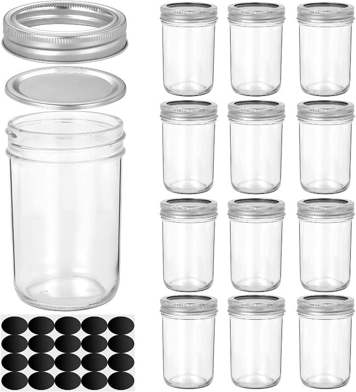 Photo 1 of 12 Pack Mason Jars 8 OZ, Canning Jars Jelly Jars With Regular Lids and Bands, Ideal for Jam, Honey, Wedding Favors, Shower Favors, Baby Foods