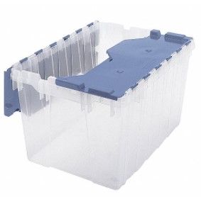 Photo 1 of Attached Lid Container, Clear/Blue, 12 1/2 inH x 21 1/2 inL x 15 inW, 1EA