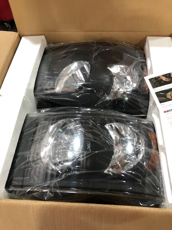 Photo 1 of Accord Headlight from Torchbeam, Replacement Headlamp Kit for 2006-2008 Ram 1500/2500/3500, Black Housing Amber Reflector Clear Lens Driver and Passenger Side