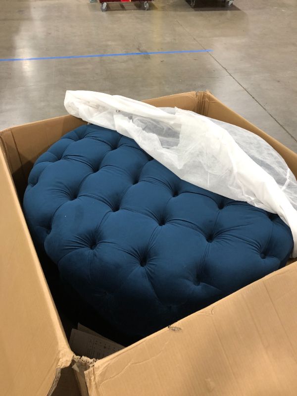 Photo 1 of Baxton Studio Cardiff Royal Blue Ottoman