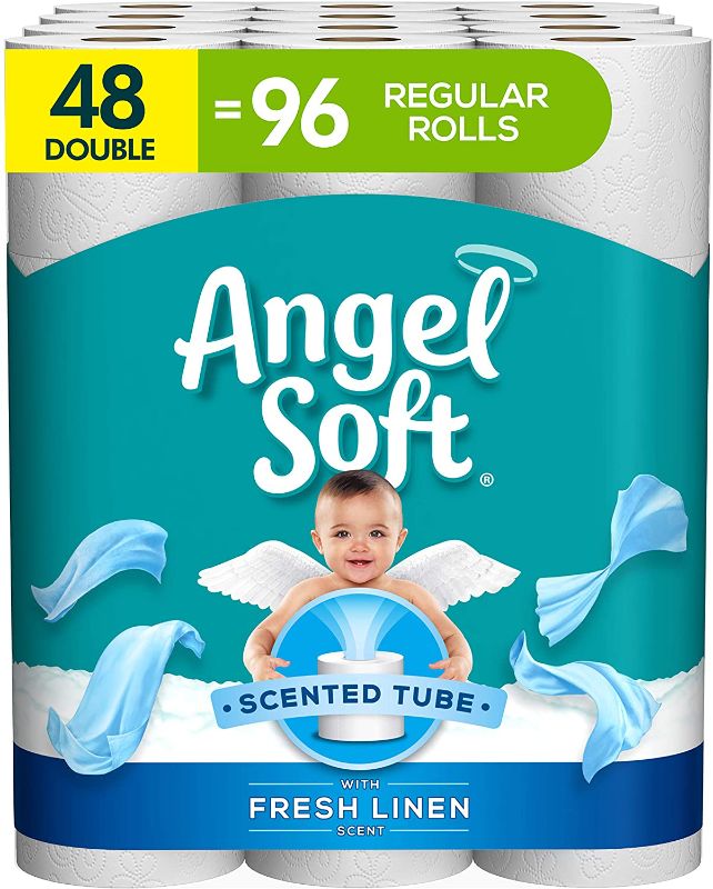 Photo 1 of Angel Soft Toilet Paper with Fresh Linen Scent, 48 Double Rolls= 96 Regular Rolls, 200+ 2-Ply Sheets Per Roll