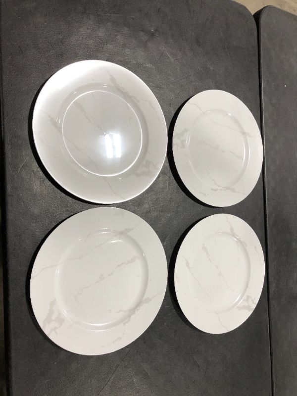 Photo 1 of 13 inch Plastic Plate Marble Pattern pack of 4 