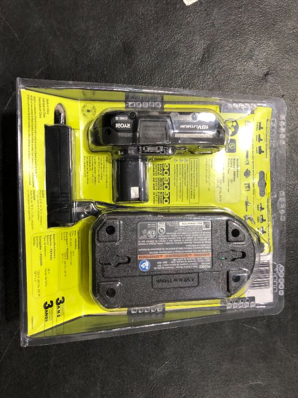 Photo 1 of RYOBI ONE+ 18V Lithium-Ion 2.0 Ah Battery and Dual Chemistry IntelliPort Charger Kit