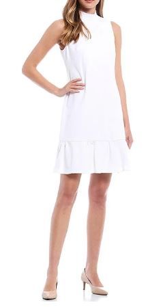 Photo 1 of Mock Neck Sleeveless Trapeze Crepe Dress--- size 12