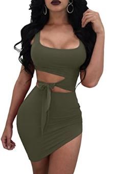 Photo 1 of GOBLES Womens Sexy Bodycon Cut Out Sleeveless Outfit Mini Club Tank Dress---XS
