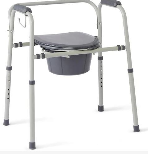 Photo 1 of Medline Steel 3-in-1 Bedside Commode, Portable Toilet with Microban Antimicrobia