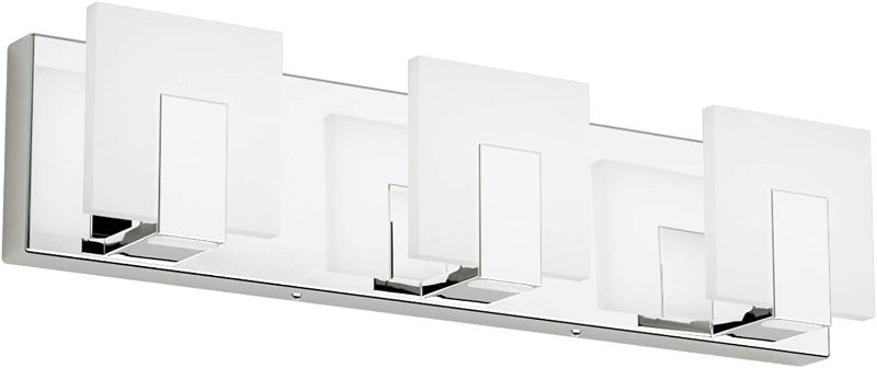 Photo 1 of Aipsun 3 Lights Modern LED Vanity Light for Bathroom Frosted White Acrylic Chrome Up and Down Bathroom Wall Light Fixtures Over Mirror(White Light 6000K)
