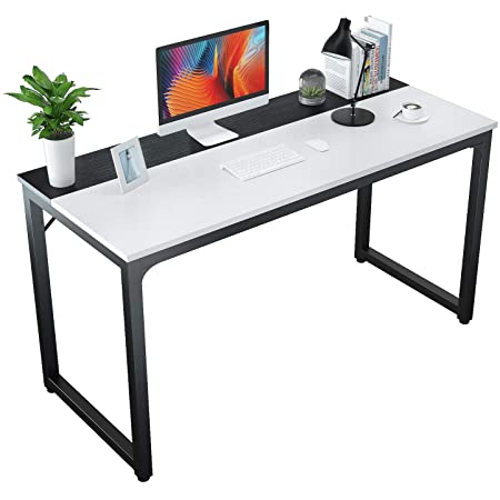 Photo 1 of Foxemart 55” Computer Desks Modern Office Table, Sturdy 55 Inch PC Laptop Writing Gaming Study Desk for Home Office Workstation, White and Black
