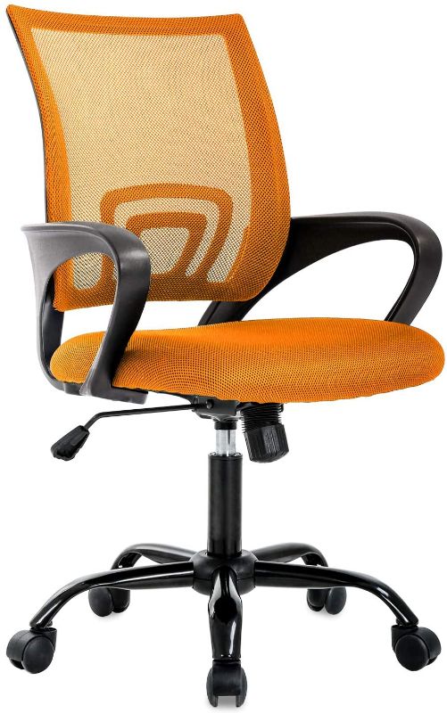 Photo 1 of Ergonomic Office Chair Cheap Desk Chair Mesh Computer Chair with Lumbar Support Modern Executive Adjustable Comfortable Mid Back Chair Task Rolling Swivel Chair for Home&Office, Orange
