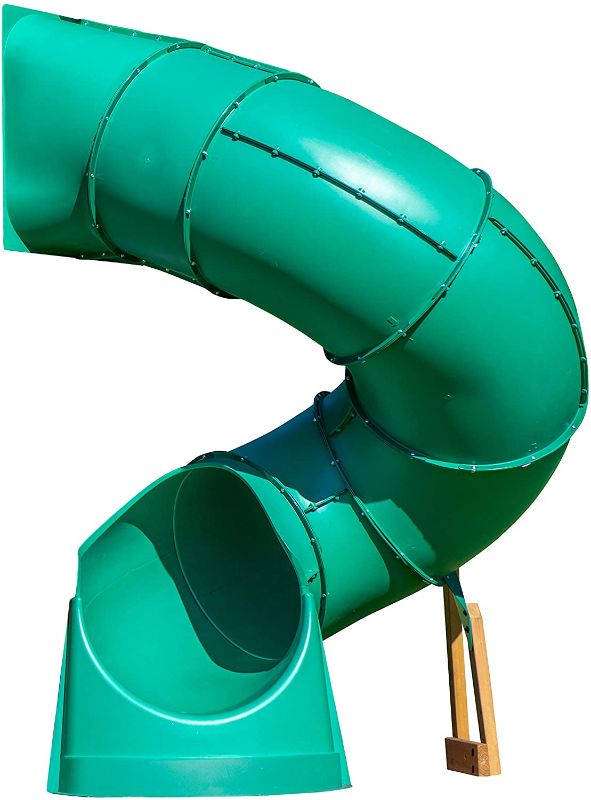 Photo 1 of Backyard Discovery Tall Spiral Tube Slide - Right Exit, Green - Mounts to 5 Ft. Deck Height
