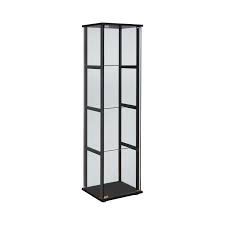 Photo 1 of 4-Shelf Glass Curio Cabinet Black and Clear
