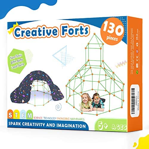 Photo 1 of Kids-Fort-Building-Kit-130 Pieces-Creative Fort Toy for 5,6,7 Years Old Boy & Girls- Learning Toys DIY Building Castles Tunnels Play Tent Rocket Tower Indoor & Outdoor
