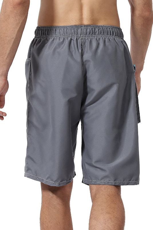 Photo 1 of ICNBUYS Swim Trunks Beach Trunks with Waterproof Phone Pouch Pocket Grey Quick Dry
