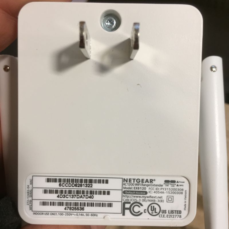 Photo 4 of NETGEAR Wi-Fi Range Extender EX6120 - Coverage Up to 1500 Sq Ft and 25 Devices with AC1200 Dual Band Wireless Signal Booster & Repeater (Up to 1200Mbps Speed), and Compact Wall Plug Design
