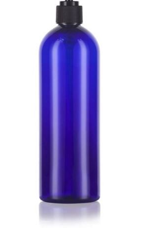 Photo 1 of Cobalt Blue Plastic Slim Cosmo Bottle with Black Lotion Pump - 16 oz / 500 ml
6 pack 