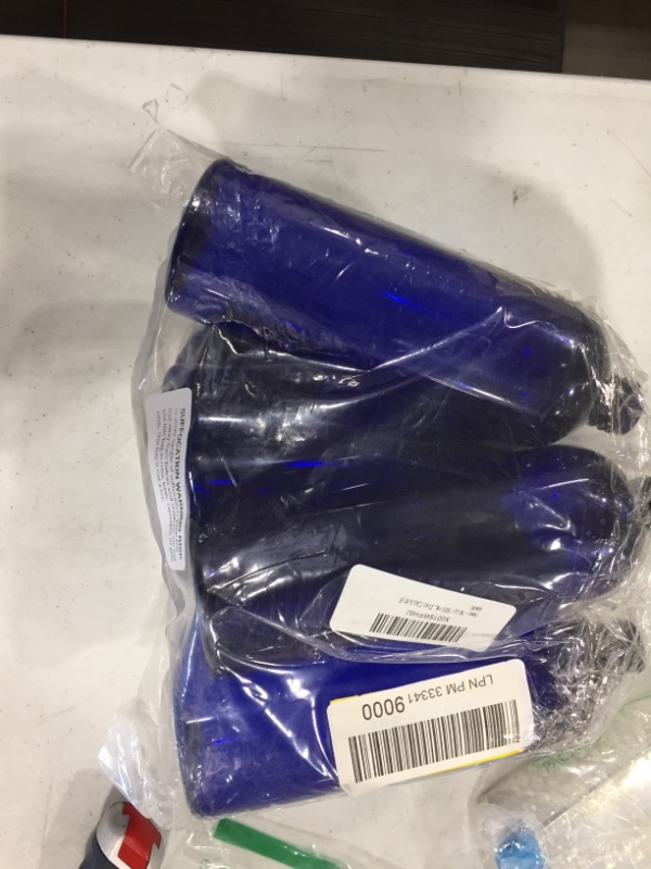 Photo 2 of Cobalt Blue Plastic Slim Cosmo Bottle with Black Lotion Pump - 16 oz / 500 ml
6 pack 