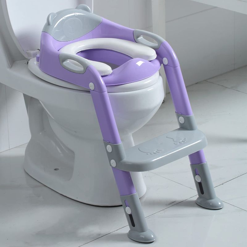 Photo 1 of Potty Training Seat Ladder Girls,Toddlers Potty Training Toilet Seat Boys,Kids Potty Seat Potty Chair with Step Stool?Gray/Purple?
