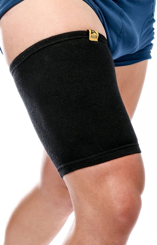 Photo 1 of AGON Thigh Compression Sleeve Brace Support Compression Recovery Thighs Wrap Pain Relief for Sore Hamstring Groin Quad Sweat Men & Women Hip Injury Thigh Compressions Trimmer Active Sports, Large