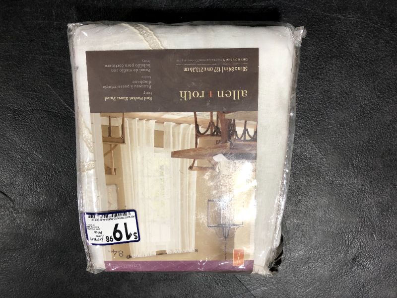 Photo 2 of allen + roth 84-in Ivory Polyester Sheer Rod Pocket Single Curtain Panel
