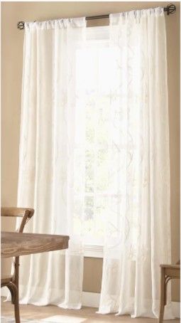 Photo 1 of allen + roth 84-in Ivory Polyester Sheer Rod Pocket Single Curtain Panel
