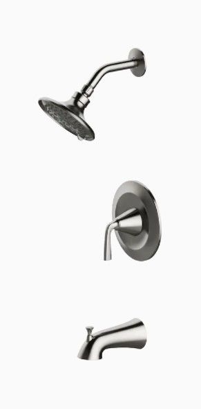 Photo 1 of allen + roth Mullen Brushed Nickel 1-Handle Bathtub and Shower Faucet with Valve
