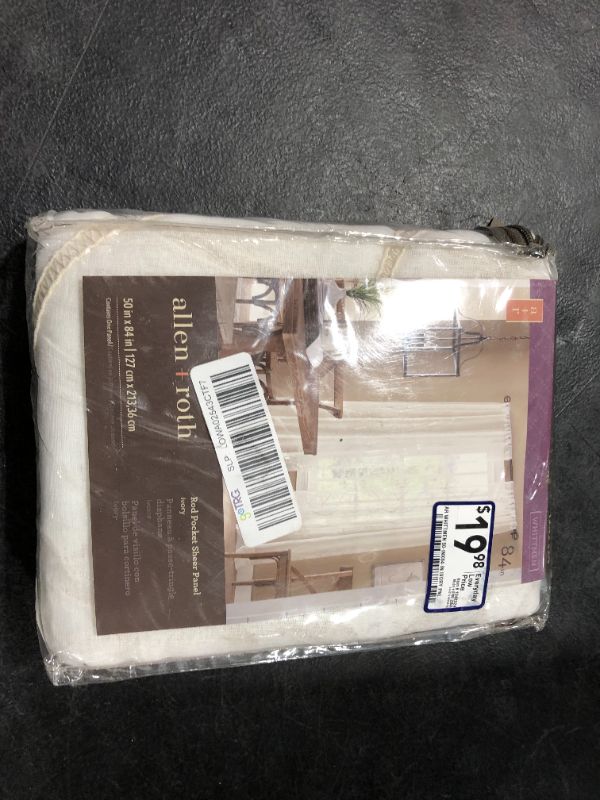 Photo 2 of allen roth 84-in Ivory Polyester Sheer Rod Pocket Single Curtain Panel
