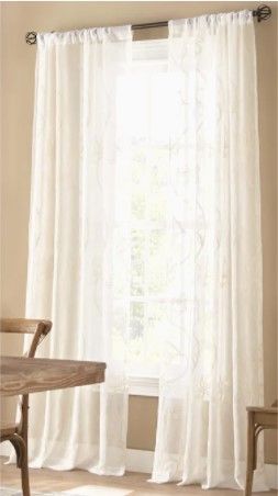 Photo 1 of allen roth 84-in Ivory Polyester Sheer Rod Pocket Single Curtain Panel
