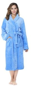 Photo 1 of RONGTAI Womens Bathrobe Ladies Fleece Plush Warm Long Robes Sapphire 
