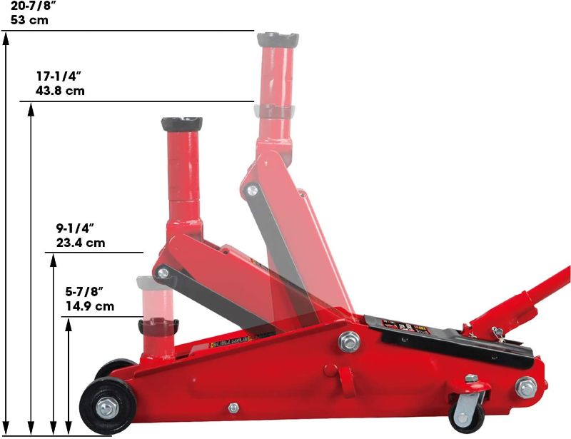 Photo 2 of BIG RED T83006 Torin Hydraulic Trolley Service/Floor Jack with Extra Saddle (Fits: SUVs and Extended Height Trucks): 3 Ton (6,000 lb) Capacity, Red
