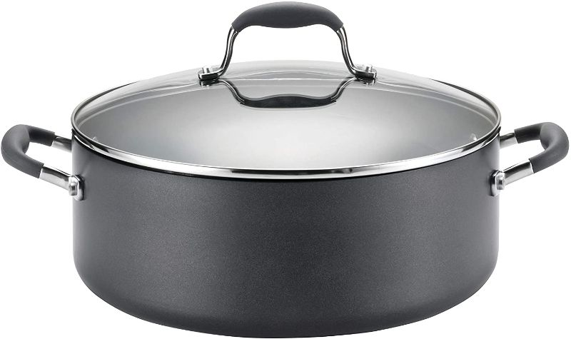 Photo 1 of Anolon Advanced Hard Anodized Nonstick Stock Pot/Stockpot with Lid, 7.5 Quart, Gray
