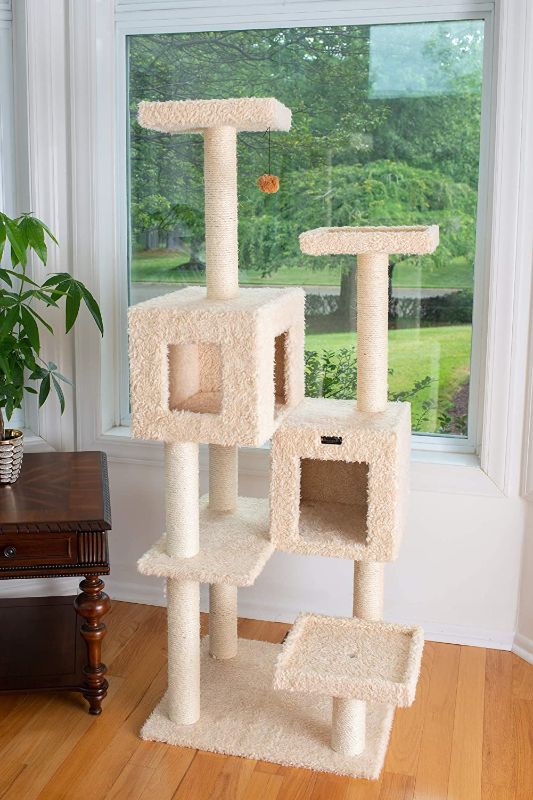 Photo 2 of Armarkat A6702 Pet Cat Tree with Two Houses, 67", Beige
