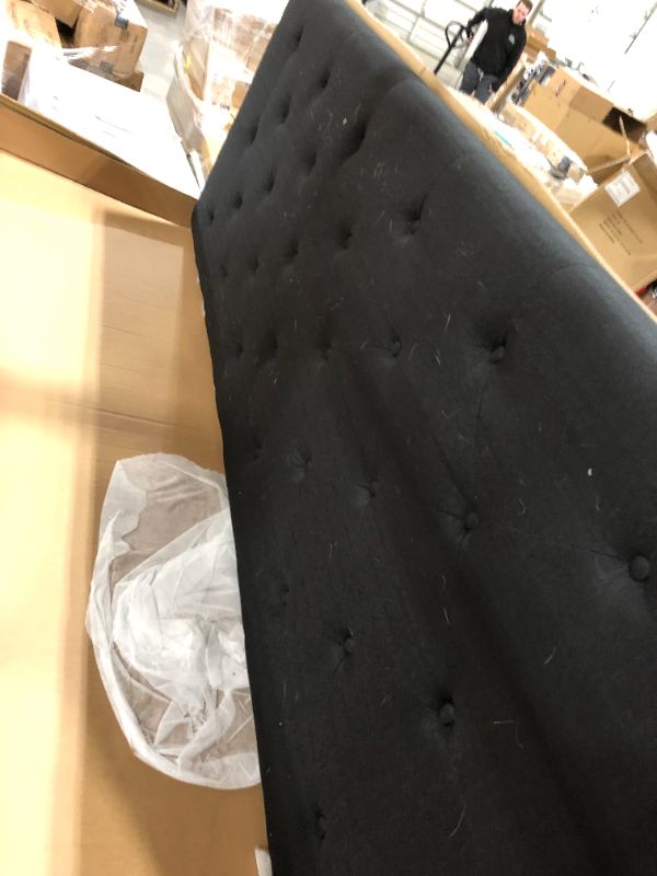 Photo 1 of Home Life Premiere Classics Cloth Black Linen 51" Tall Headboard Platform Bed with Slats King - Complete Bed 5 Year Warranty Included 007