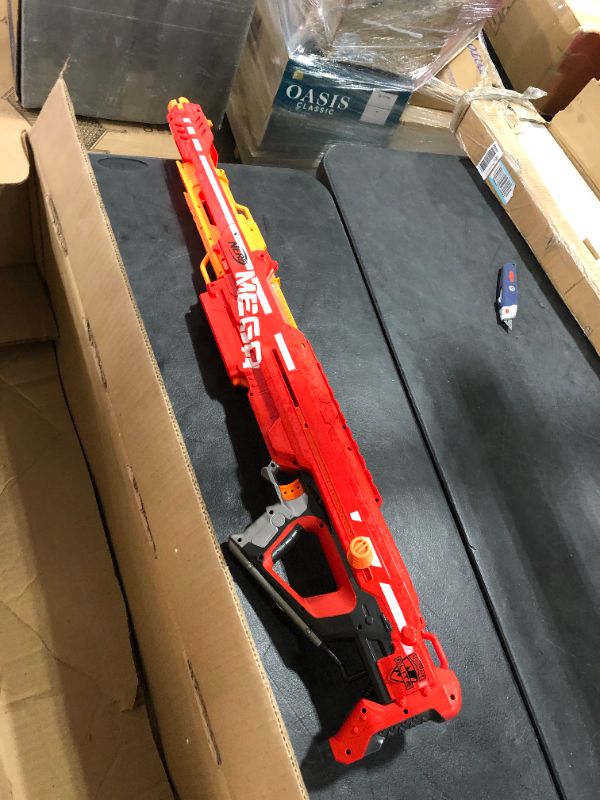 Photo 2 of Nerf A3700 Centurion Mega Toy Blaster with Folding Bipod, 6-Dart Clip, 6 Official Mega Darts, & Bolt Action for Kids, Teens, & Adults, Gray