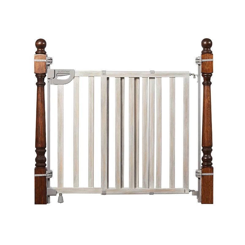 Photo 1 of Summer Infant Banister & Stair Safety Gate with Extra Wide Door, Wood, 33" - 46", Birch Stain with Gray Accents