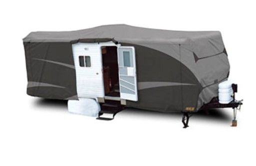 Photo 1 of ADCO Travel Trailer Designer Series RV Cover, Gray SFS AquaShed Top/Gray Polypropylene Sides 20'1" x 22'