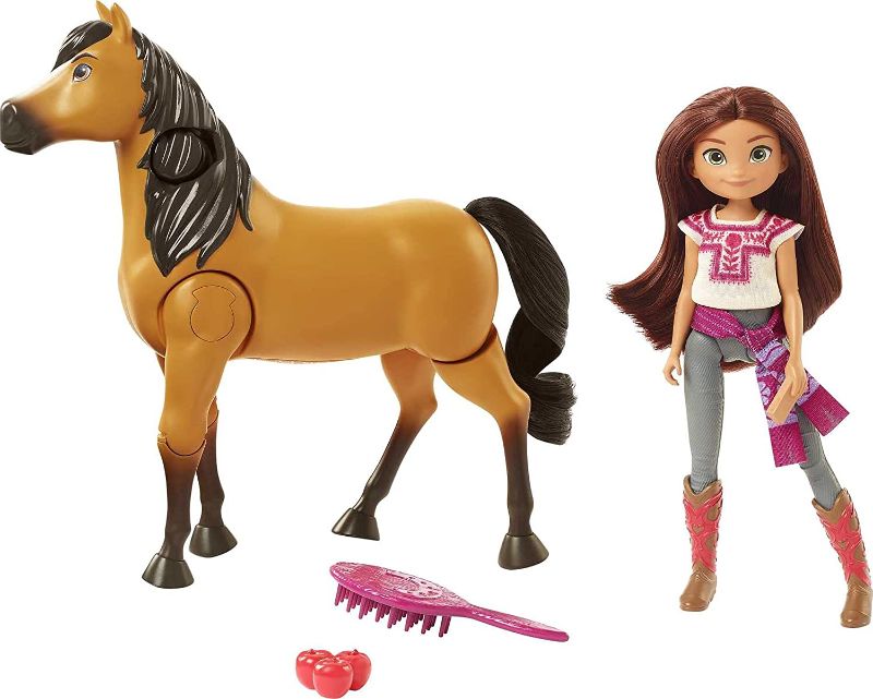 Photo 1 of Spirit Untamed Ride Together Lucky Doll (7-in) & Spirit Horse (8-in), Button Feature Lets Doll Ride Horse with Realistic Walking & Moving Joints, Great Gift for Ages 3 Years Old & Up