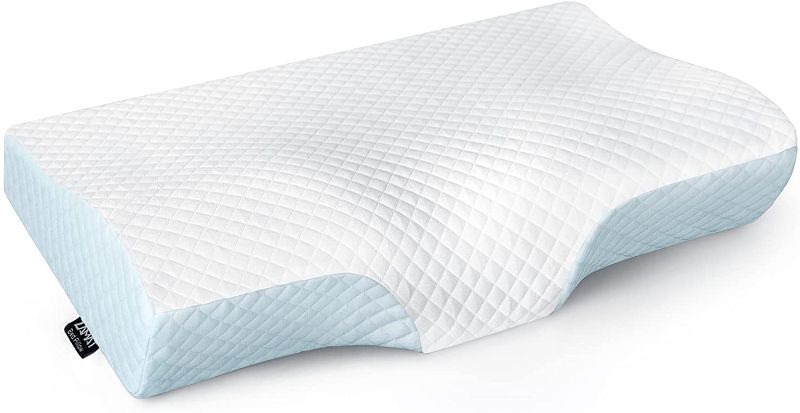 Photo 1 of ZAMAT Contour Memory Foam Pillow for Neck Pain Relief, Adjustable Ergonomic Cervical Pillow for Sleeping, Orthopedic Neck Pillow with Washable Cover, Bed Pillows for Side, Back, Stomach Sleepers