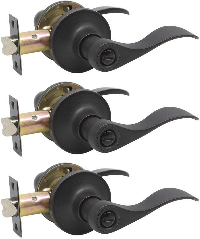 Photo 1 of 10 Pack Probrico Oil Rubbed Bronze Wave Privacy Door Levers Interior Bed Bath Handles Keyless Lock Set Leversets,Left/Right Handed