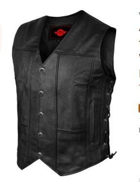 Photo 1 of Alpha Leather Motorcycle Vest for Men Riding Club Black Biker Vests With Concealed Carry Gun Pocket Cruise Vintage unknown size