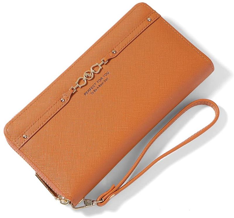 Photo 1 of Wristlet Wallets for Women RFID Blocking PU Leather Zip Around Womens Clutch Wallet