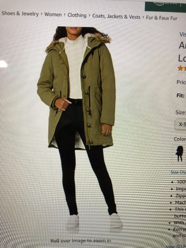 Photo 1 of Amazon Essentials Women's Water Resistant Long Sleeve Longer Length Parka with Faux Fur Trim Hood
size s