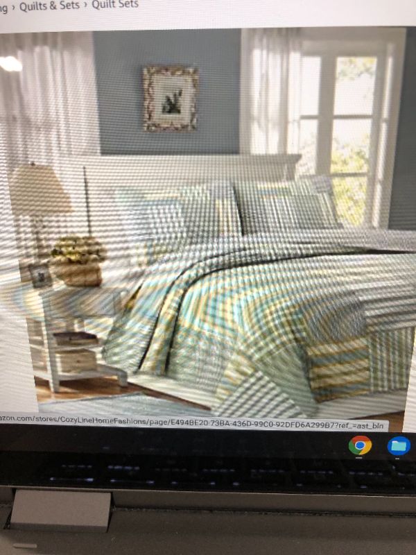 Photo 1 of Cozy Line Home Fashions Sienna Green Yellow Blue Plaid Striped Patchwork 100% Cotton, Reversible Coverlet, Bedspread, Quilt Bedding Set (Green Patchwork, King - 3 Piece)
