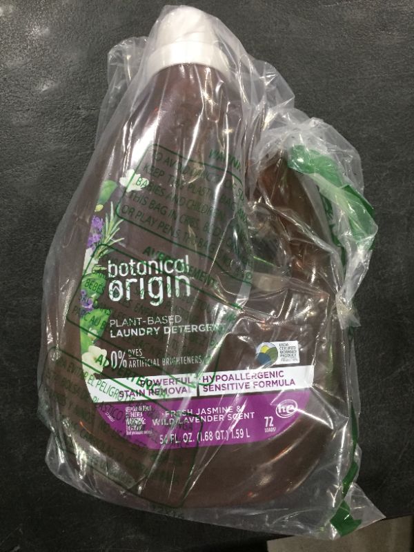 Photo 2 of Botanical Origin Plant-based Laundry Detergent Free from Dyes and Brighteners, 3.37 Pound, Lavender, 54 Fl Oz
