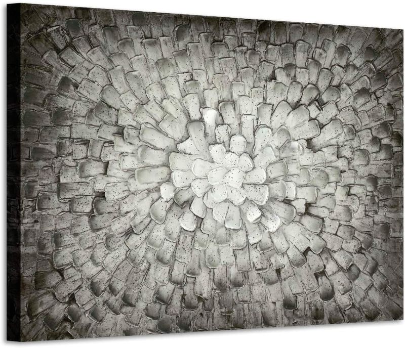 Photo 1 of ARTISTIC PATH Dark Abstract Canvas Wall Art: 3D Squares Textured Painting Modern Picture Artwork for Office (36" W x 24" H,Multi-Sized)
