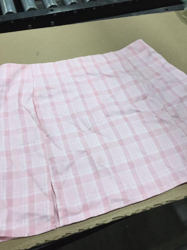 Photo 2 of  set a-line mini skirt in pink gingham (L)