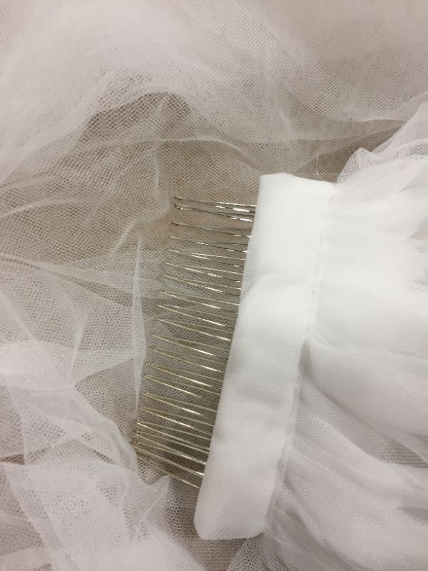 Photo 3 of 2 Tier Wedding Veil Floor Length Bridal Veil with Comb Drop